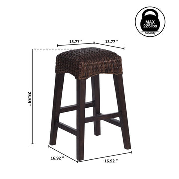 Maui Rustic Bohemian Hyacinth/Wood Backless Counter Stool